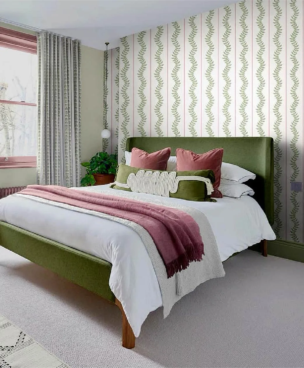 Bedroom Laurel Leaf Stripe Green
